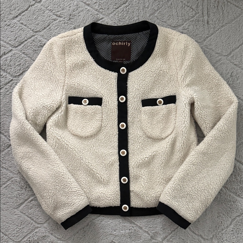 Cream and Black Teddy Cardigan
